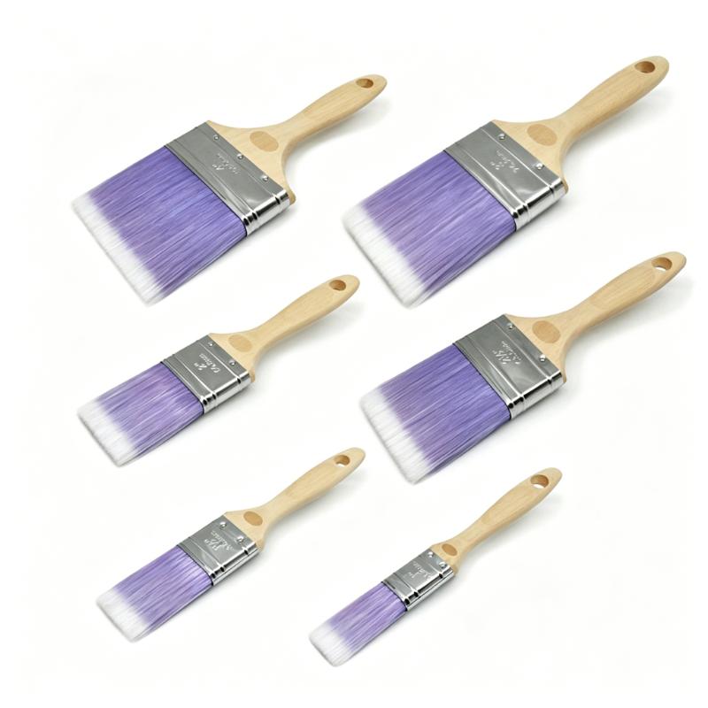 CLEAN WORLD Wooden Handle Synthetic Paint Brushes, Professional/DIY Use, Multi-Size Options