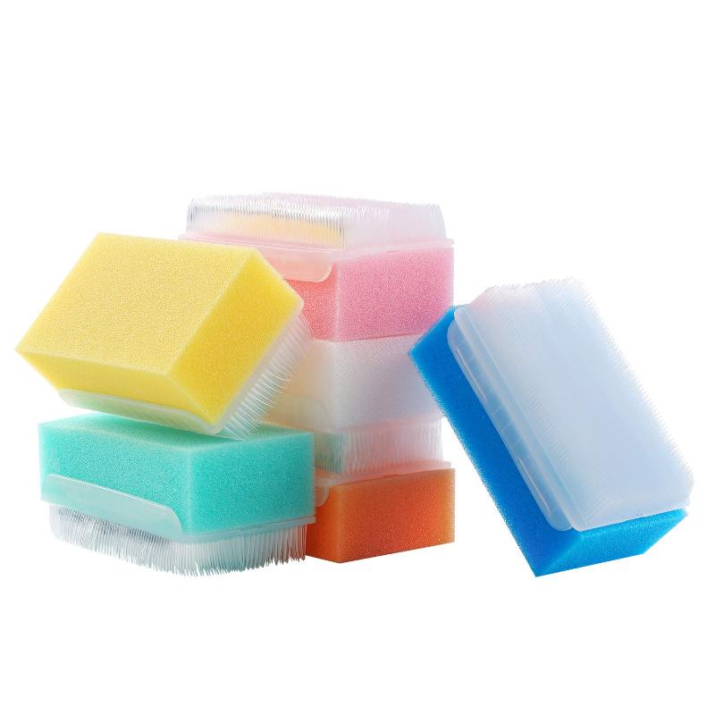 CLEAN WORLD Reusable Hand Sensory Brush, Dual-Sided Soft Sponge & Bristle Scrubber for Baby Bath & Hygiene