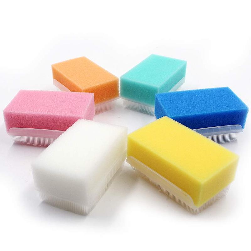 CLEAN WORLD Reusable Hand Sensory Brush, Dual-Sided Soft Sponge & Bristle Scrubber for Baby Bath & Hygiene
