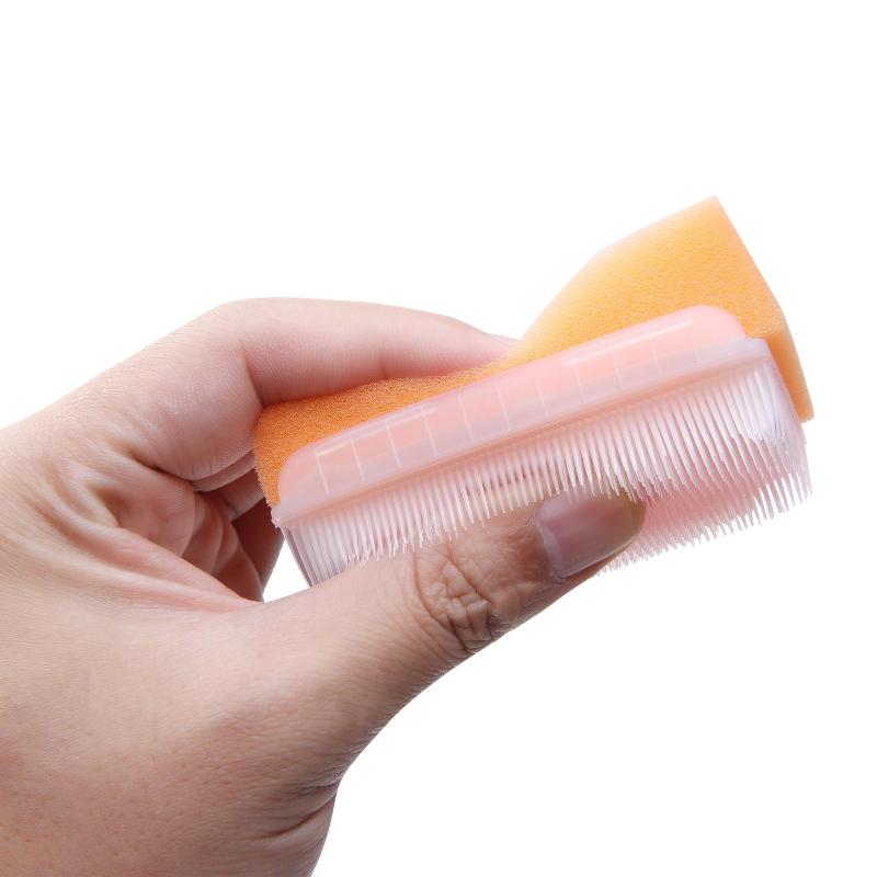 CLEAN WORLD Reusable Hand Sensory Brush, Dual-Sided Soft Sponge & Bristle Scrubber for Baby Bath & Hygiene